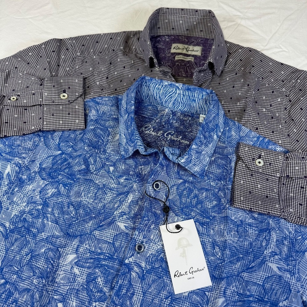 Lot of 2 Robert Graham Shirts Men's Size Small Linen Cotton